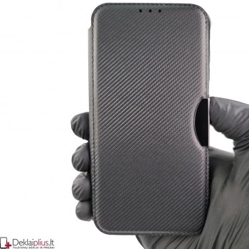 Razor Carbon atverčiamas dėklas - juodas (Samsung S23) Razor Carbon atverčiamas dėklas - juodas (Samsung S23)